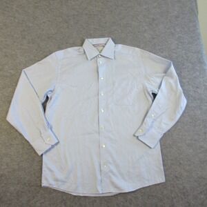 ETON Mens Classic Dress Shirt 39 15.5 Blue Solid Long Sleeve Button Front 262
